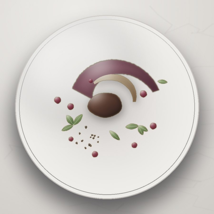Still from the Platingoes technique loop: Chocolate, berry gel, tuile
